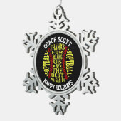 ソフトボールコーチギフトパーソナライズされたクリスマス スノーフレークピューターオーナメント (右)