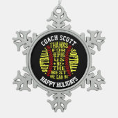 ソフトボールコーチギフトパーソナライズされたクリスマス スノーフレークピューターオーナメント (正面)