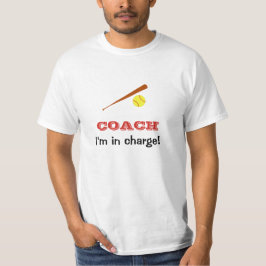 ソフトボールコーチ担当名前をカスタムするおもしろい Tシャツ