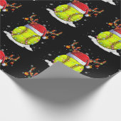 ソフトボールサンタハトリンダークリスマスライトおもしろい ラッピングペーパー (角)