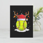 ソフトボールサンタ帽のトナカイのクリスマス ライト 面白い シーズンカード (スタンド正面)