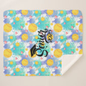 ソフトボールシニア卒業式ギフト水のカラスプラッシュ シェルパブランケット (正面(横))