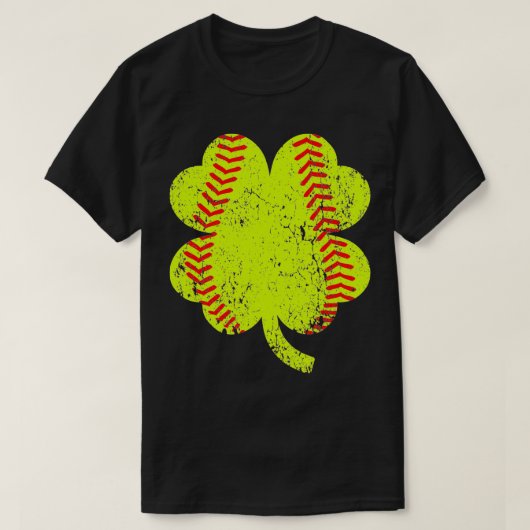 ソフトボールシャムロックフォーリーフクローバーSt patricks day Tシャツ (デザイン正面)