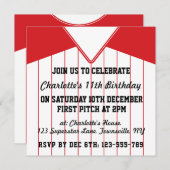 ソフトボールジャージをテーマにしたパーティー招待状テンプレート 招待状 (正面/裏面)