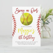 ソフトボールスイングオンオーバー誕生日 招待状 (スタンド正面)