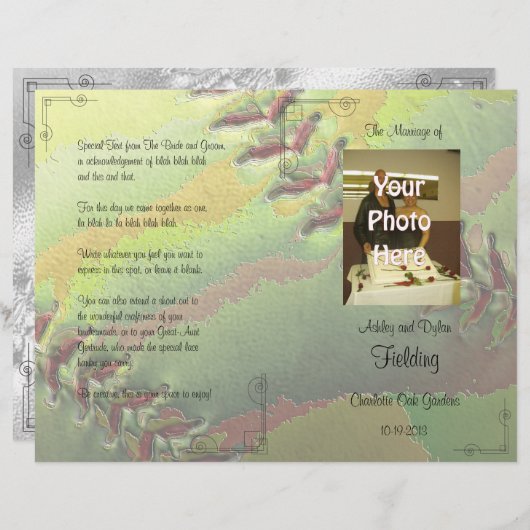 ソフトボールスポーツテーマフォト結婚式 プログラム (正面/裏面)