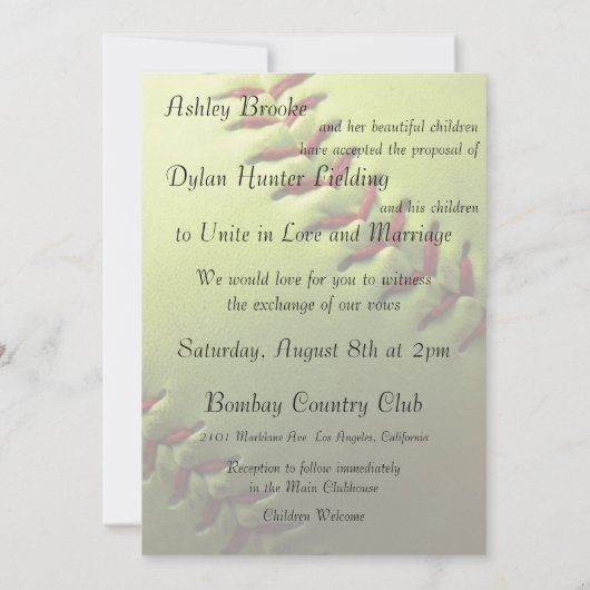 ソフトボールスポーツテーマブレン結婚ドファミリー 招待状 (裏面)