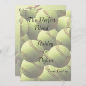 ソフトボールスポーツテーマブレン結婚ドファミリー 招待状 (正面/裏面)