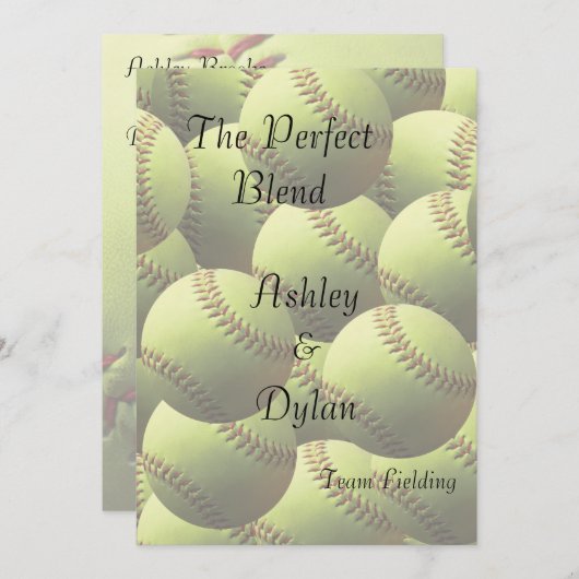 ソフトボールスポーツテーマブレン結婚ドファミリー 招待状 (正面/裏面)