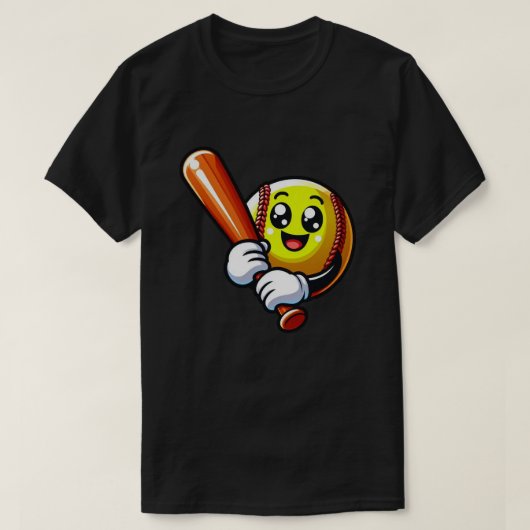ソフトボールスマイル:おもしろいを打つ! Tシャツ (デザイン正面)