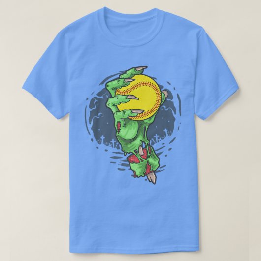 ソフトボールゾンビハンドソフトボール選手ハロウィンコス Tシャツ (デザイン正面)