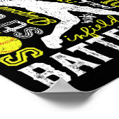 ソフトボールタイポグラフィワードアおもしろいート打者ピッチャー ポスター (角)