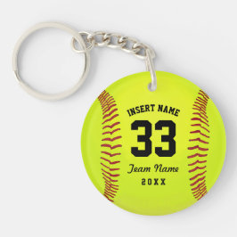 ソフトボールチームブラック文字カスタム キーホルダー