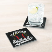 ソフトボールチームプレーヤーADD NAME パーソナライズされた League ガラスコースター (アングル)