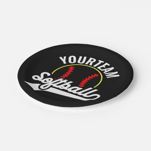 ソフトボールチームプレーヤーADD NAME パーソナライズされた League ペーパープレート (アングル)