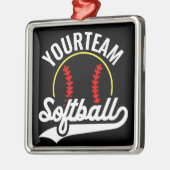 ソフトボールチームプレーヤーADD NAME パーソナライズされた League メタルオーナメント (左)