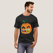 ソフトボールハロウィンコスチュームかぼちゃのキッズガール遊ズ Tシャツ (正面フル)
