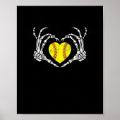 ソフトボールハートスケルトン手ハロウィーン衣装おもしろい ポスター (正面)