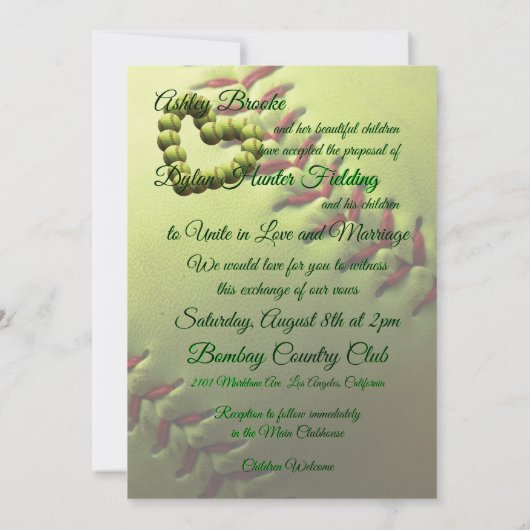 ソフトボールハートブレンドフ結婚ァミリ 招待状 (裏面)