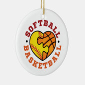 ソフトボールバスケットボールハート セラミックオーナメント (右)