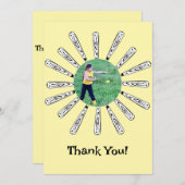 ソフトボールバラの感謝カード サンキューカード (正面/裏面)