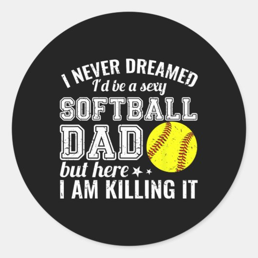 ソフトボールパパここで私が殺すおもしろい ラウンドシール (正面)