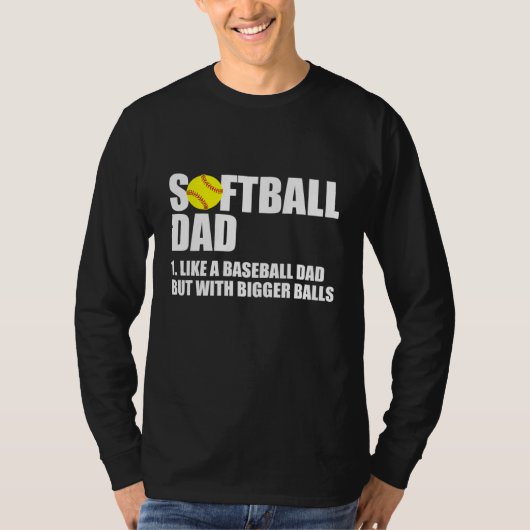 ソフトボールパパのおもしろい定義 Tシャツ (正面)
