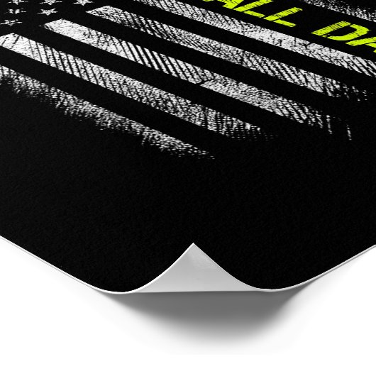 ソフトボールパパアメリカ国旗ヴィンテージソフトボール ポスター (角)