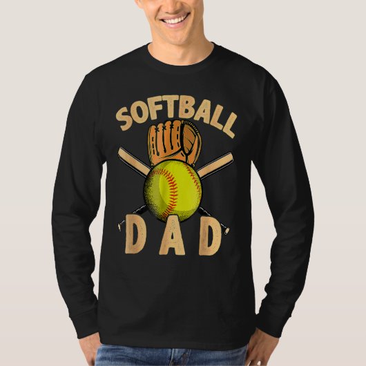 ソフトボールパパヴィンテージアメリカ国旗父のDa Tシャツ (正面)