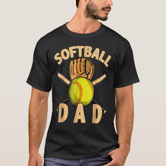 ソフトボールパパヴィンテージアメリカ国旗父のDa Tシャツ (正面)