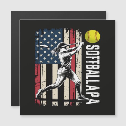 ソフトボールパパ アメリカ国旗 (正面/裏面)