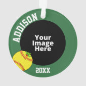 ソフトボールパーソナライズされたフォトクリスマス オーナメント (裏面)