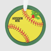 ソフトボールパーソナライズされたフォトクリスマス オーナメント (正面)