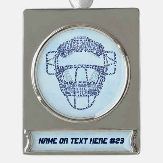 ソフトボールパーソナライズされた野球クリスマスオーナメント シルバープレートバナーオーナメント (正面)