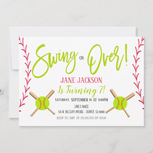 ソフトボールパーティの招待状 招待状 (正面)