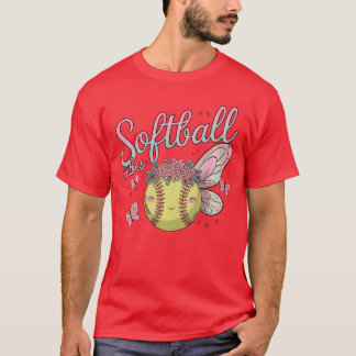 ソフトボールビブシャツ レトロ グルービー ゲームデイ ガールズ Tシャツ