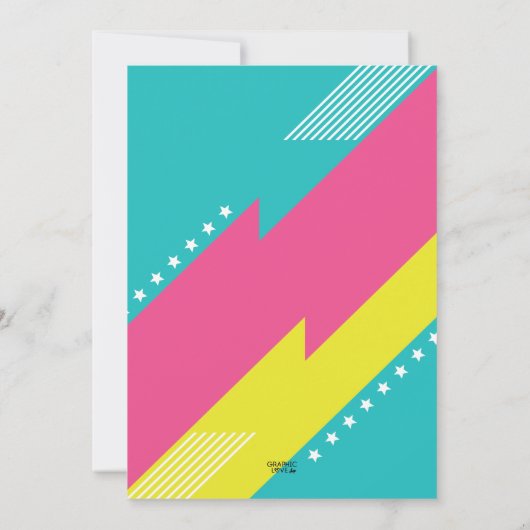 ソフトボールピンクティール（緑がかった色）黄色の誕生日パーティー、任意の年齢 招待状 (裏面)