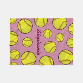 ソフトボールファンの名前をカスタムするのピンク フリースブランケット (正面(横))