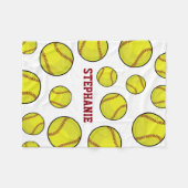 ソフトボールファンの名前をカスタムするの白 フリースブランケット (正面(横))