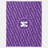 ソフトボールフィールドハッピープレイスパープルホワイトANYカラー フリースブランケット (正面)