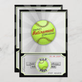 ソフトボールフィールドパス退職パーティの招待状 招待状 (正面/裏面)