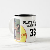 ソフトボールプレイヤー名番号チーム2枚 ツートーンマグカップ (正面左)