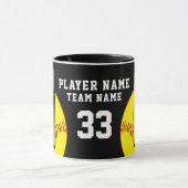 ソフトボールプレイヤー名番号チーム2枚 マグカップ (中央)