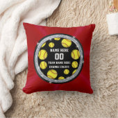 ソフトボールプレーヤーのための赤い白黒の年長のギフト クッション (ブランケット)