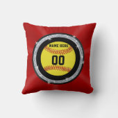 ソフトボールプレーヤーのための赤い白黒の年長のギフト クッション (裏面)