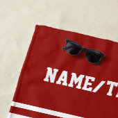 ソフトボールプレーヤーの名前のチームクラブ名前のカスタム色 ビーチタオル (インサイチュ)