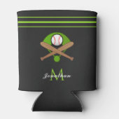 ソフトボールプレーヤー チーム名 カスタム テキスト ストライプ ボール 缶クーラー (裏面)