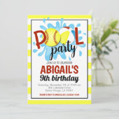 ソフトボールプールパーティー誕生日招待状 招待状 (スタンド正面)