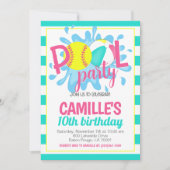 ソフトボールプールパーティー誕生日招待状 招待状 (正面)