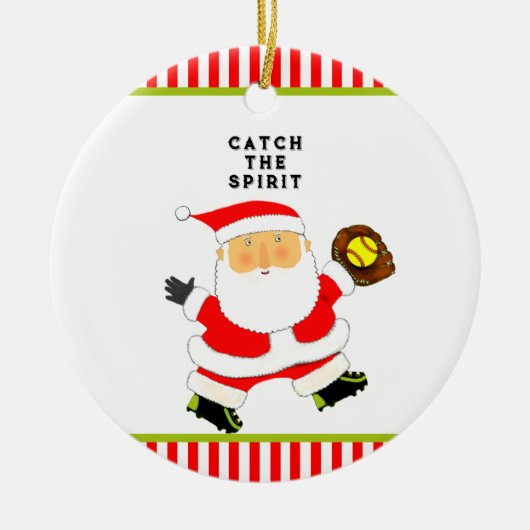 ソフトボールホリデーギフト セラミックオーナメント (正面)